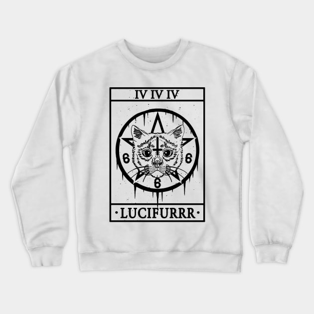 LUCIFURRR- FUNNY CAT TAROT CARD Crewneck Sweatshirt by Tshirt Samurai